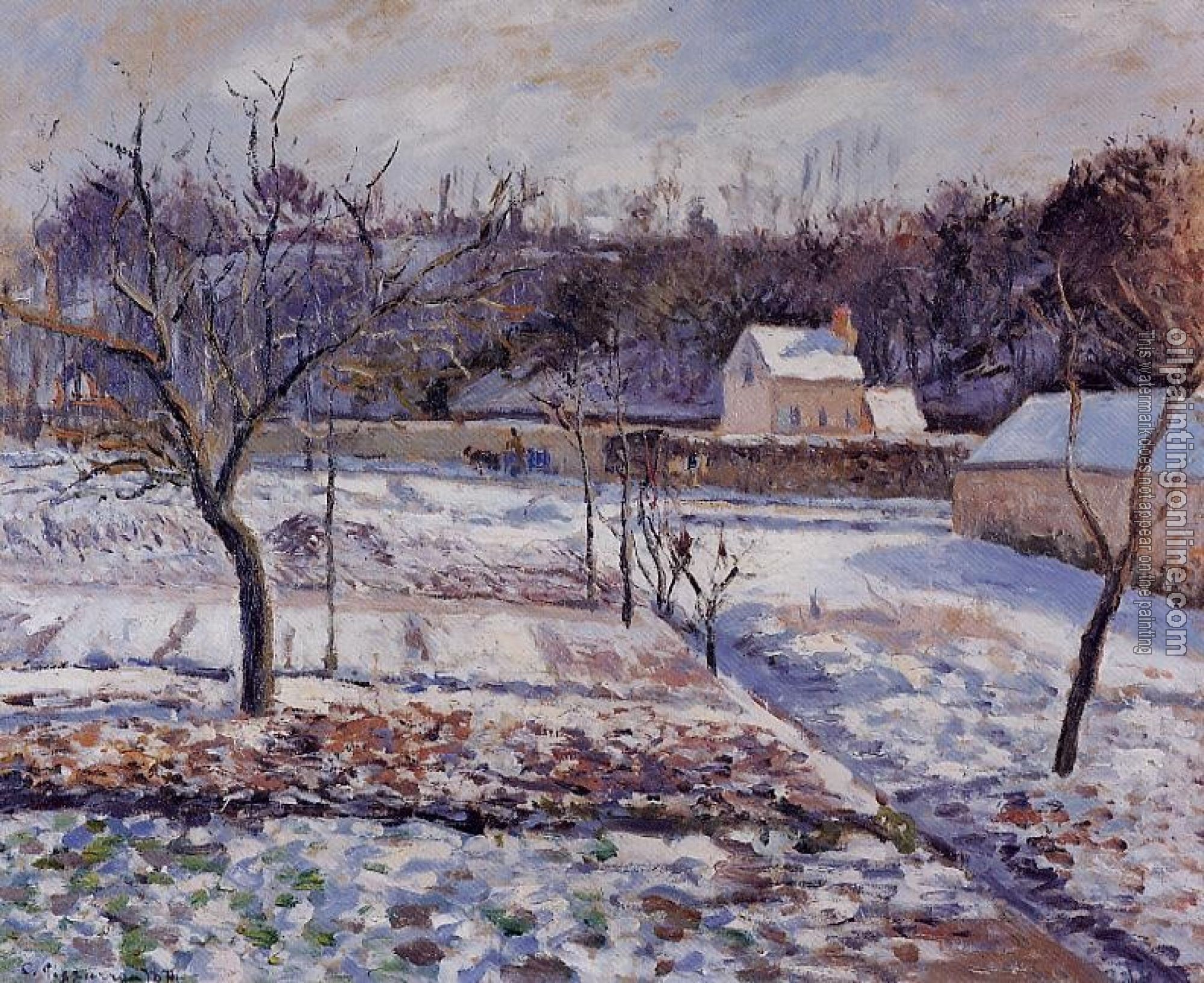 Pissarro, Camille - L'Hermitage, Pontoise, Snow Effect